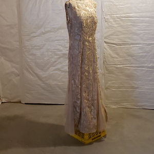 Nude Color Lace Evening Gown